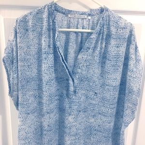 Violet & Claire Sheer Blouse White Blue S/S Large